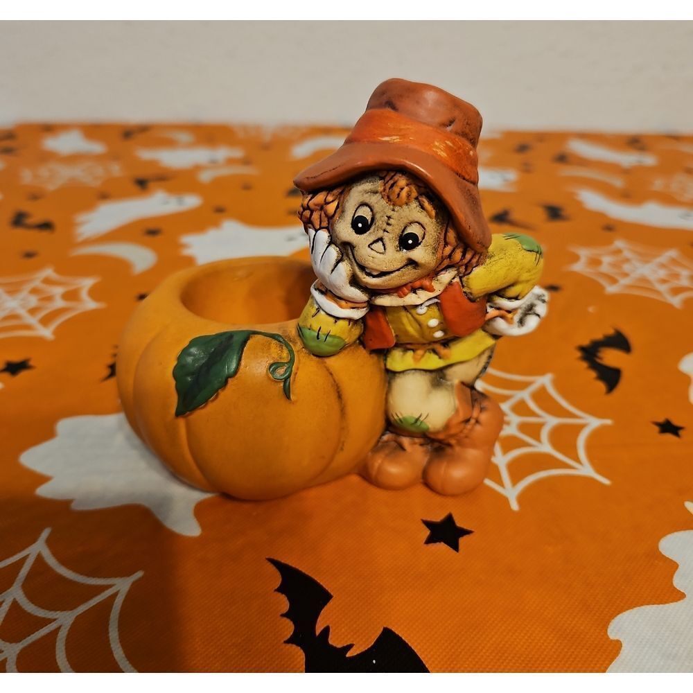 Geo Z. Lefton Scarecrow and Pumpkin Votive Candle Holder